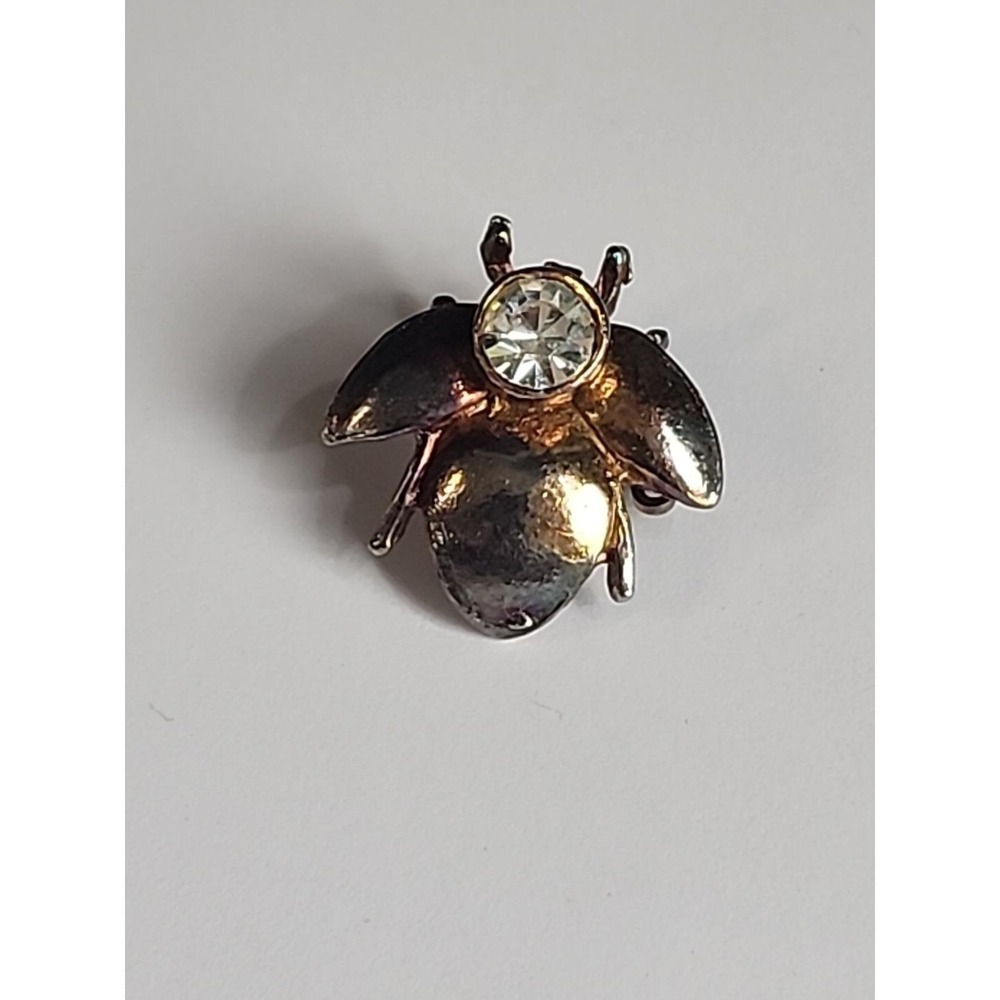 Vintage small scatter bumble‎ BEE rhinestone brooch pin